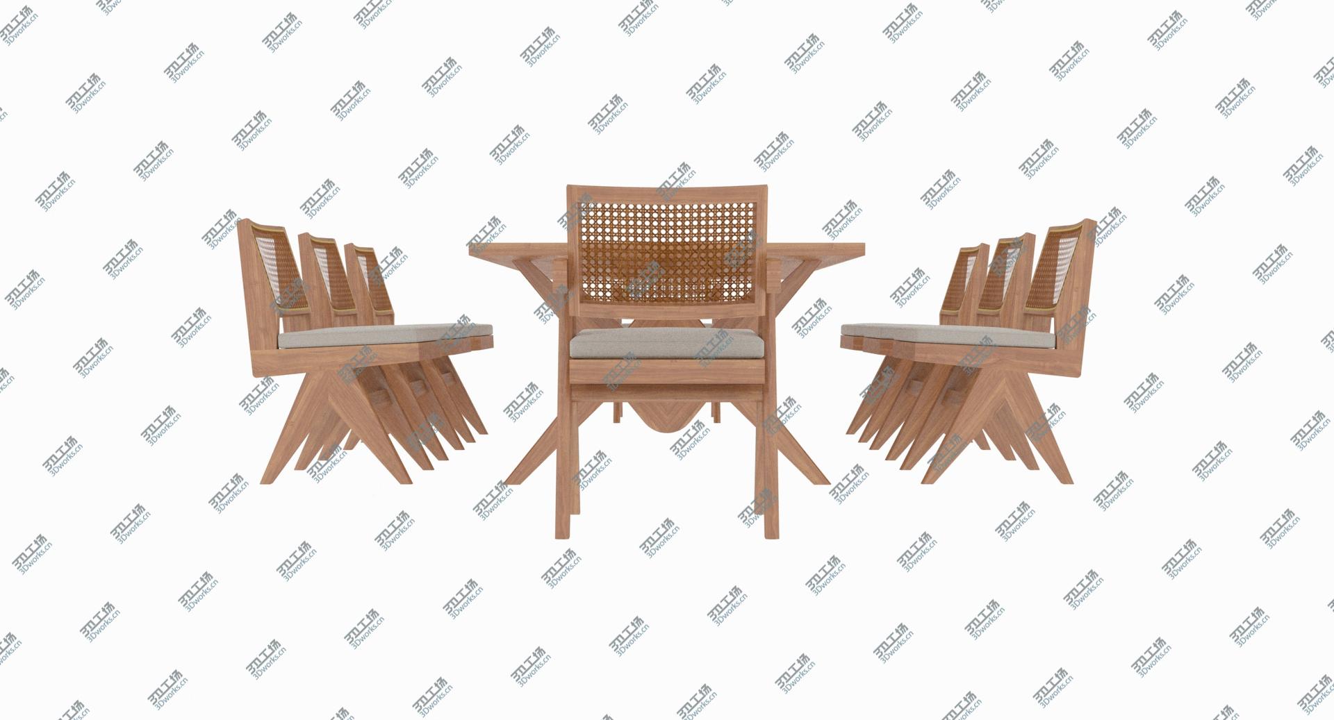 images/goods_img/202105073/3D Cassina Jeanneret Capitol Complex Table with Office Chair and Wooden Chair with Cushions Set model/4.jpg